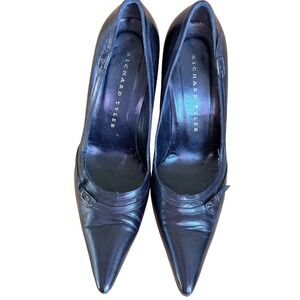Vintage Richard Tyler Black Leather Pointed Toe Stiletto Heels Women Size 7.5